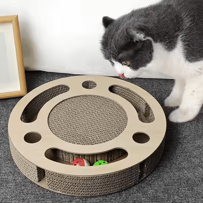 Grattoir Chat - PurrRoundScratcher™ - Minimaliste - Famille Royal Chat